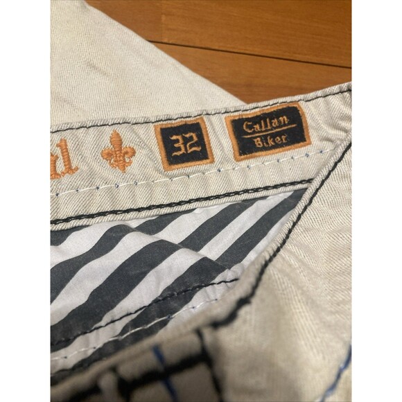 Mens Size 32 X 33 Rock Revival Beige Distressed Acid Wash Jeans Callan Biker - Picture 7 of 8
